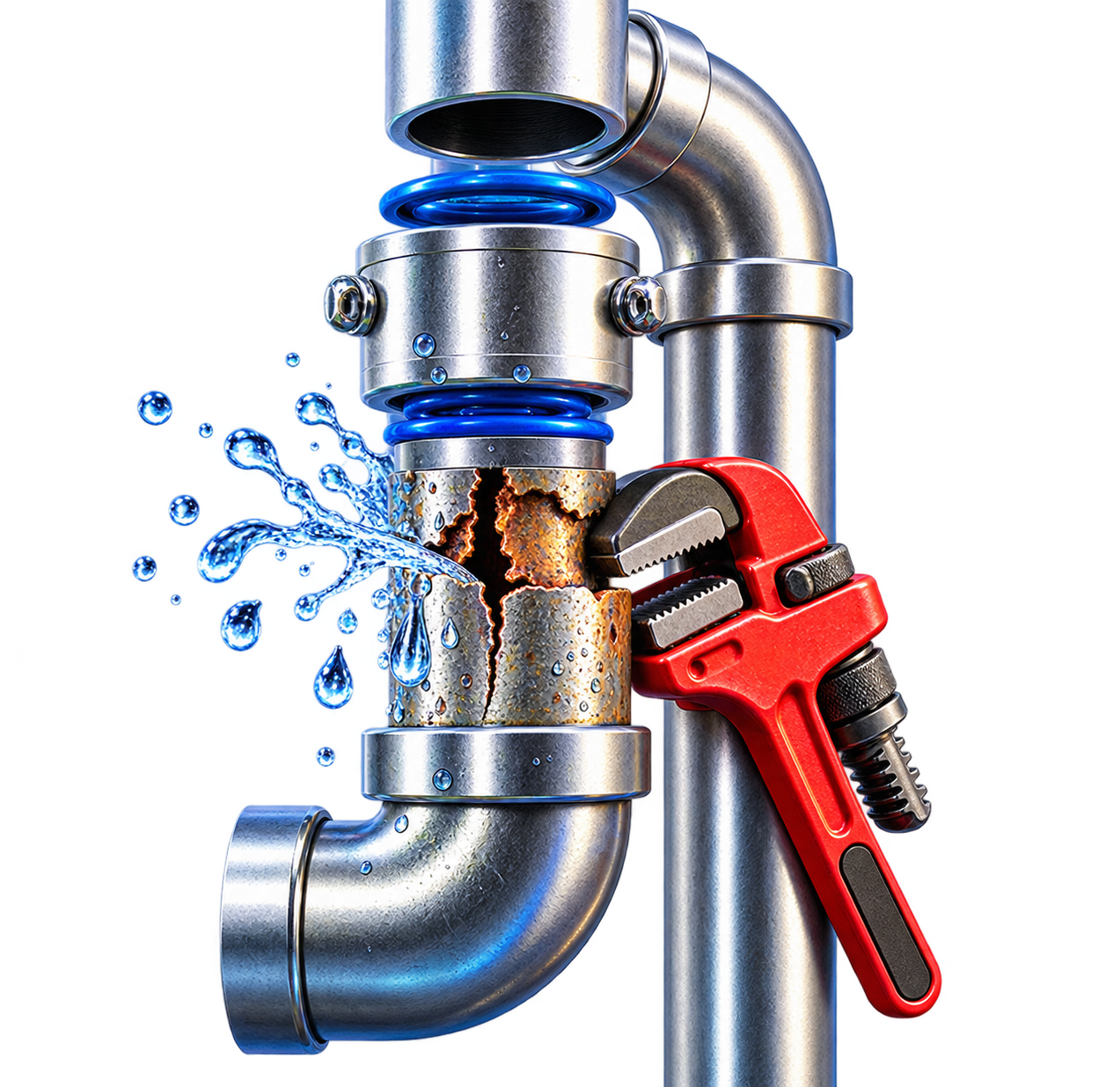 Pipe repair and wrench
